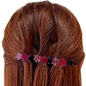 CRYSTAL DAISY BRAID HAIR CLIP in Pink